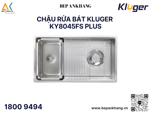 Chậu rửa bát Kluger KY8045FS Plus - INOX 304 POSCO - LINEN CHỐNG XƯỚC